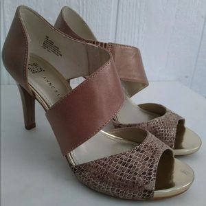 Anne Klein Nude Leopard Print High Heels